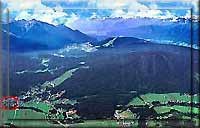 Leutasch - unsere Region von der Gernspitze aus - im roten Kreis befindet sich unsere Pension...